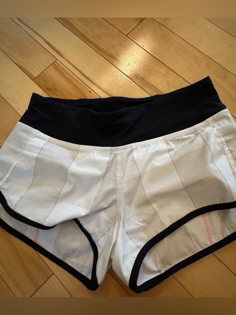 lululemon athletica White and Black Athletic Shorts with High Waistband